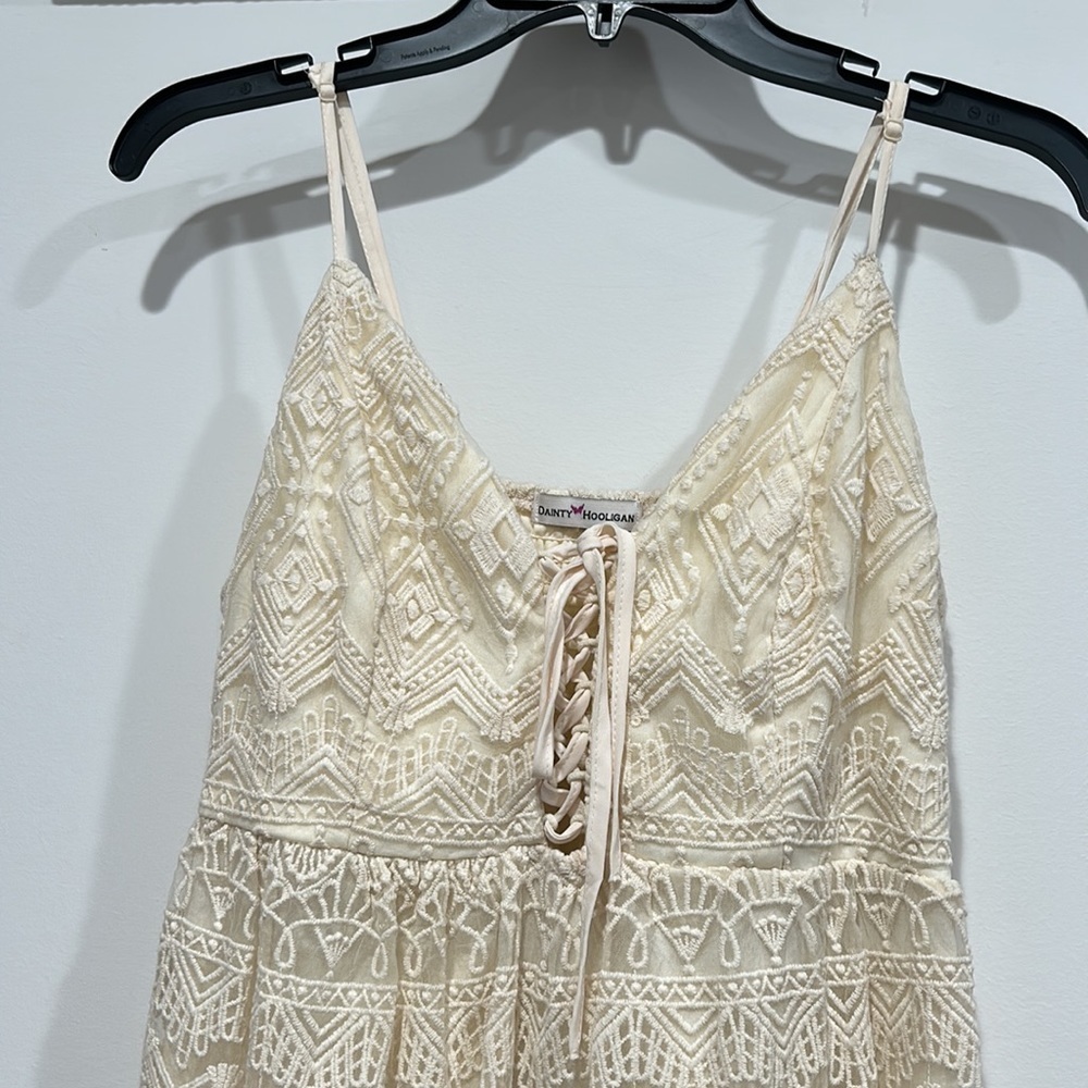 Dainty Hooligan Bohemian ivory bone lace maxi dress large women’s - Picture 3 of 8